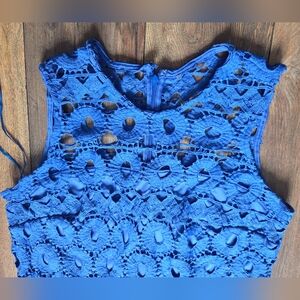 Crochet Detail Taylor Royal Blue Mini Dress